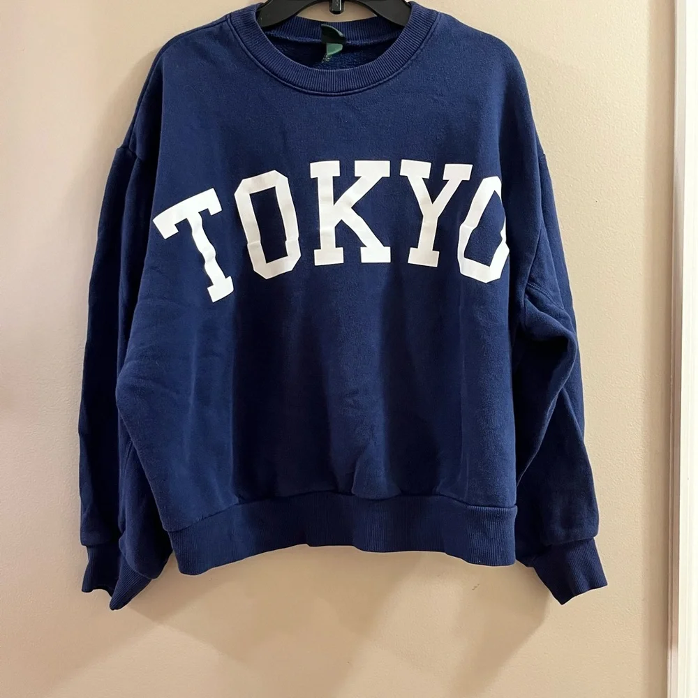 Wild Fable Navy Blue Tokyo  Sweatshirt Size Small - Picture 4 of 5